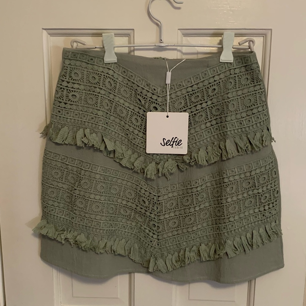 NWT Selfie Leslie Paloma Crochet Tassel Skirt - SZ XS